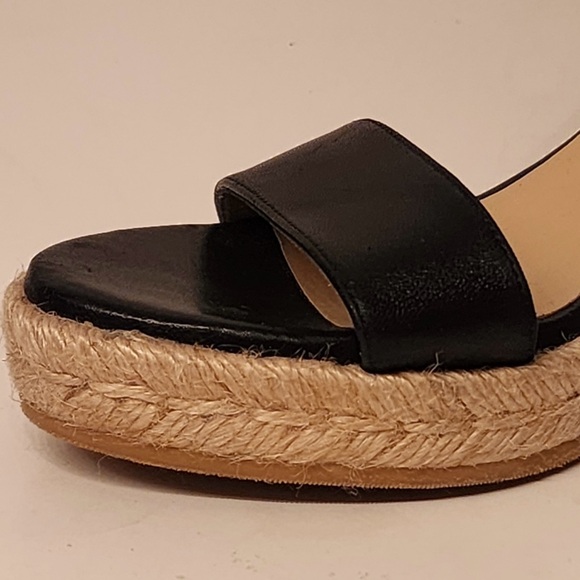 Stuart Weitzman Lexia Leather Black Espadrille Wedge Women’s Sandal Size 7 - Picture 6 of 12
